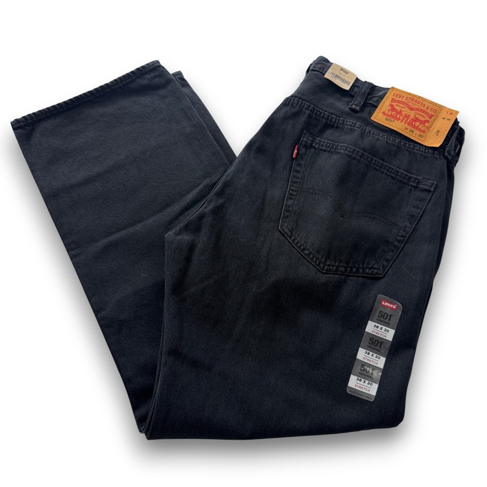 Levis 501 Original Mens Straight Leg Black Denim Jeans 38x30 NWT 00501-0115